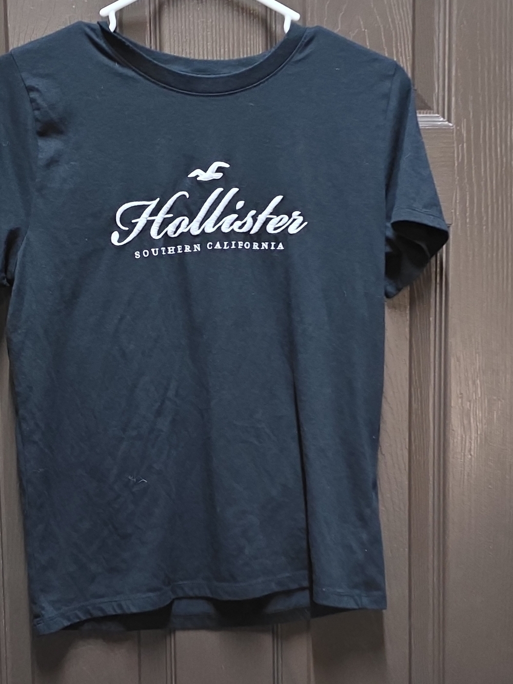 Hollister Black Logo Tee with White Print
